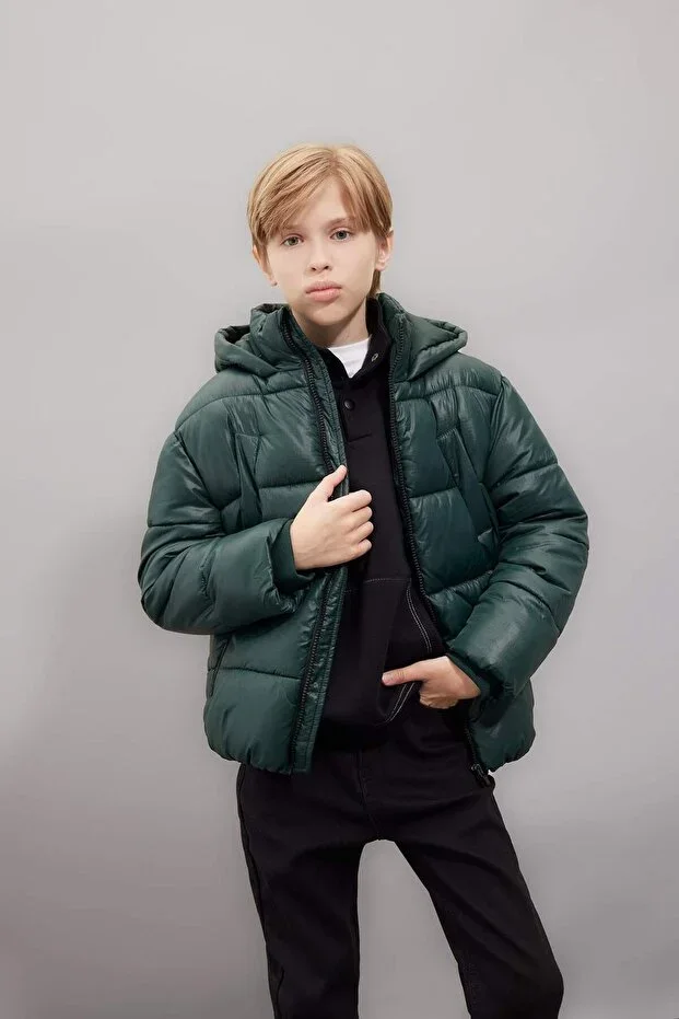 Waterproof Hooded Zip Pocket Padded Jacket Boys C5565A824WN