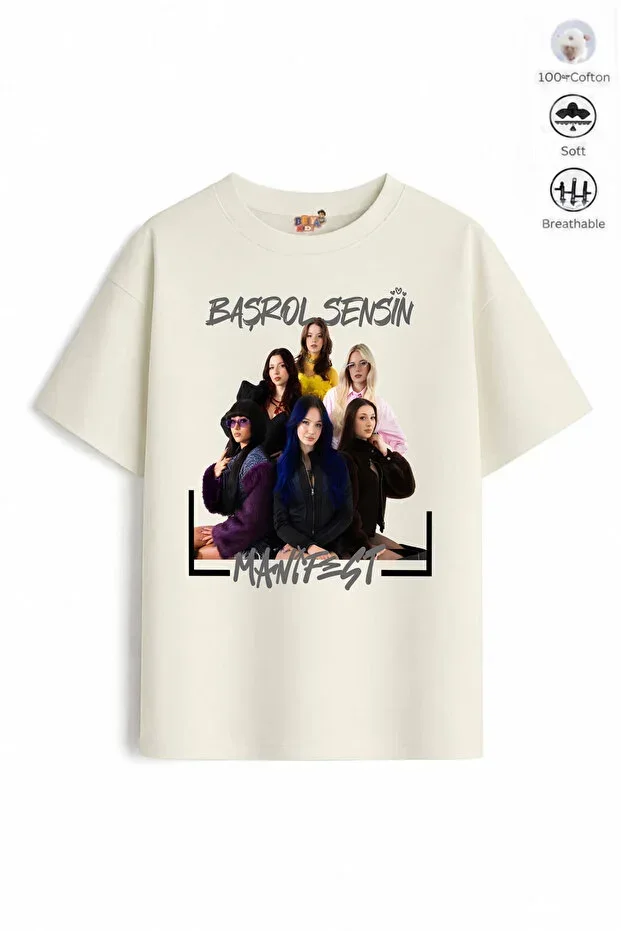 Girls Oversize Fit MANİF Design T-shirt