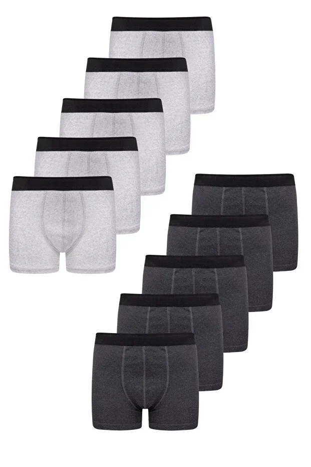 Men's 10-Pack Cotton Lycra Grey Anthracite Boxer