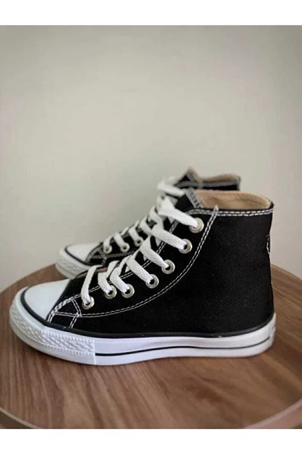 Black White Linen Long Ankle Unisex Sports Shoe Sneaker Non-slip Sole Orthopedic