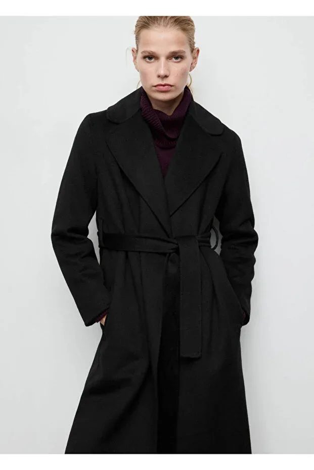 Handmade wool belted coat