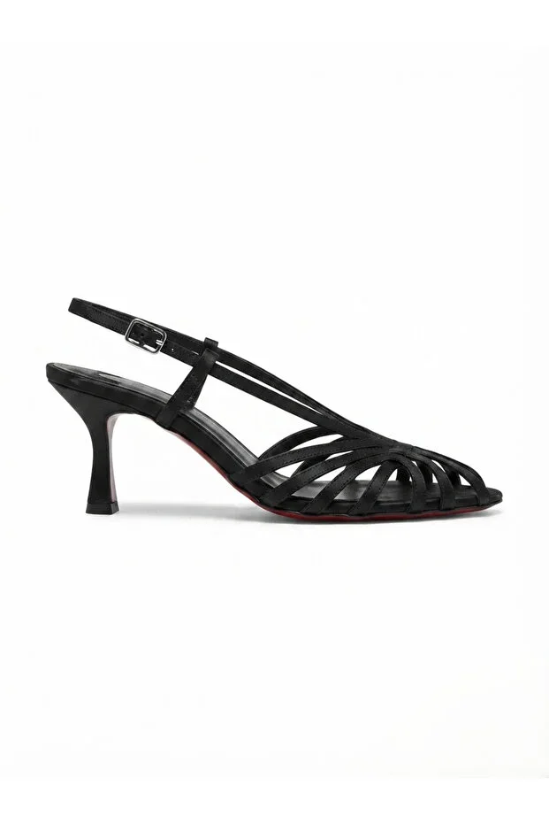 Venice Satin Cage Strap Heeled Sandal Big Size