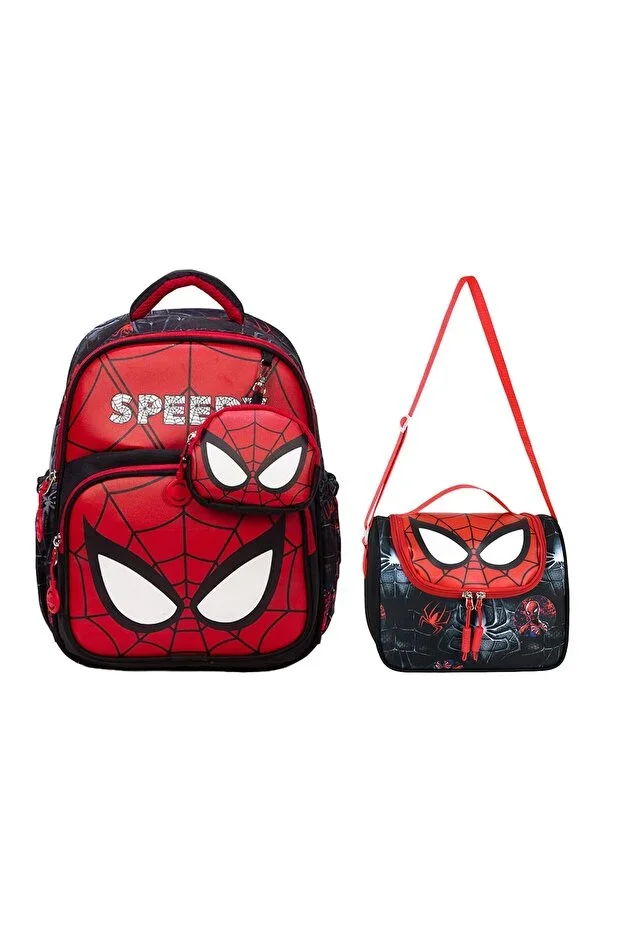 Leather Print Boys Kindergarten Backpack Preschool Backpack and Thermal Lunch Bag