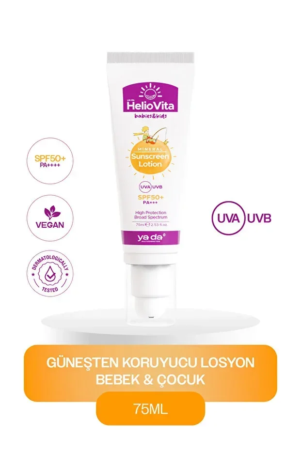 HelioVita %100 Mineral High Protection Sunscreen Lotion, Baby & Child, SPF 50+, PA++++