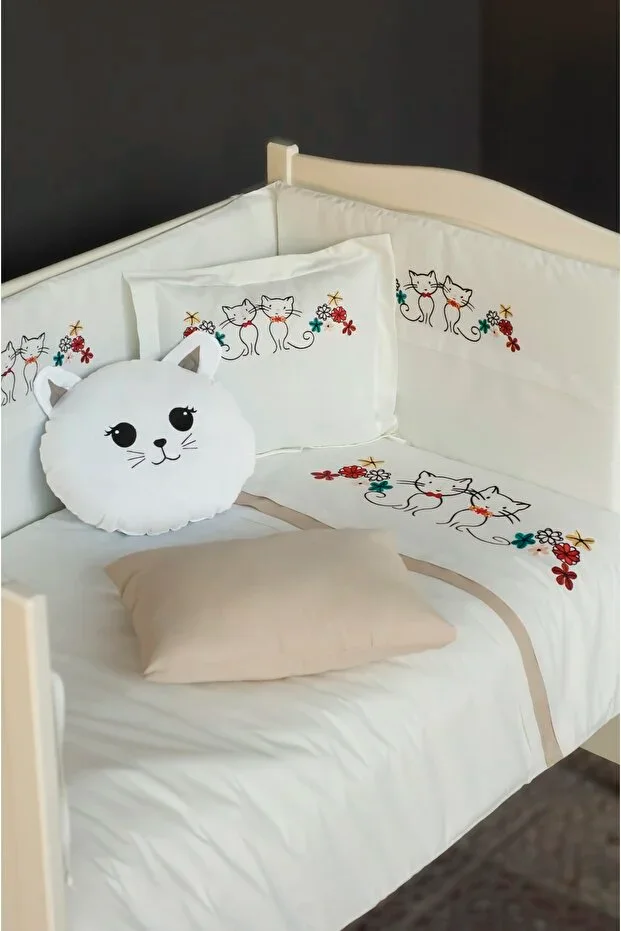 Baby Bedding Set Duvet Cover 60x120 Kitty Brown