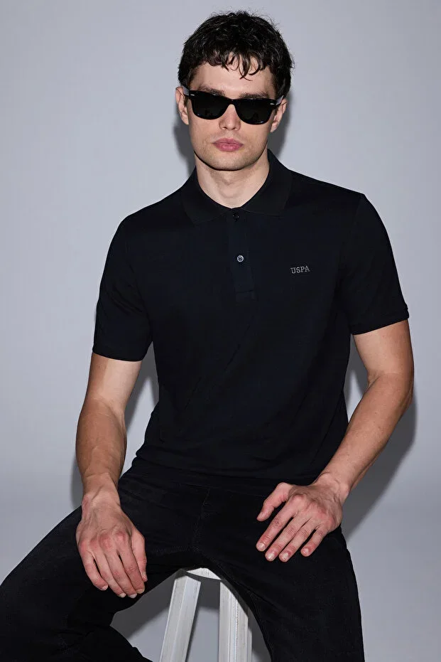 Men's Black Regular Fit Polo Neck Basic T-shirt 50326963-VR046