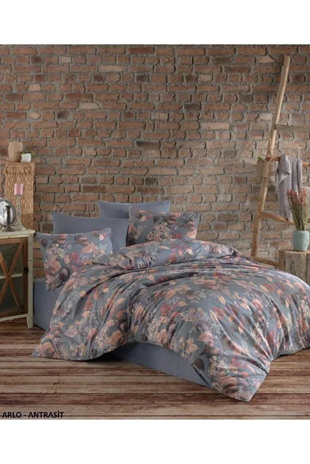 Kristal Double Size Terry Cotton Arlo Anthracite Duvet Cover Set