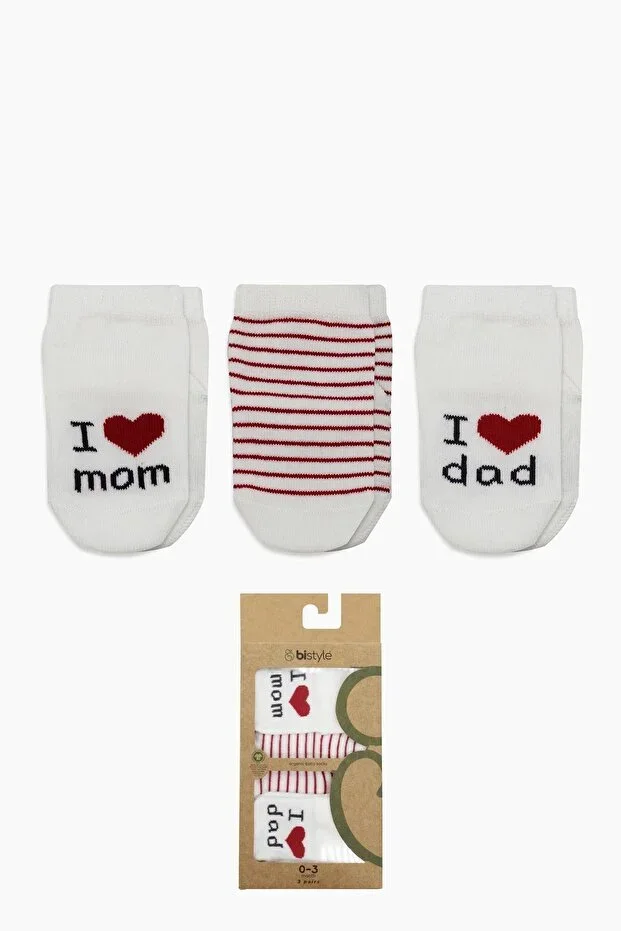 3 Pairs Organic Cotton Baby Socks/Seamless Mom Dad Combed Socket Boxed/Newborn Child Socks