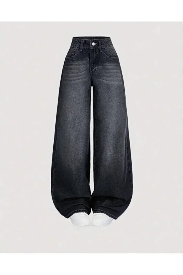 J&KSTORES Baggy Loose Pocket Wide Leg Retro Look Jean Pants