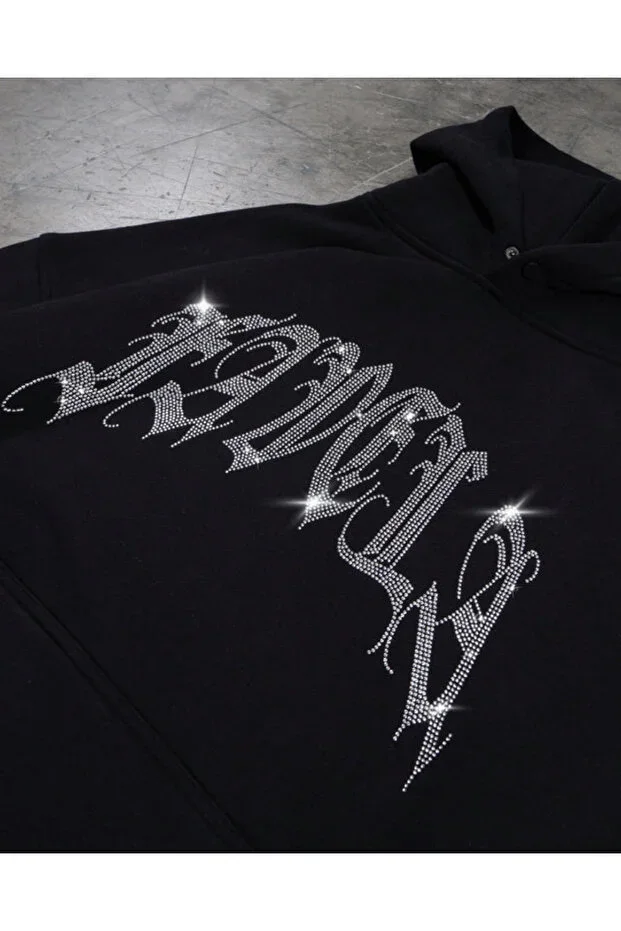 Unisex Oversize Favela Glitter Stone Print Sweatshirt