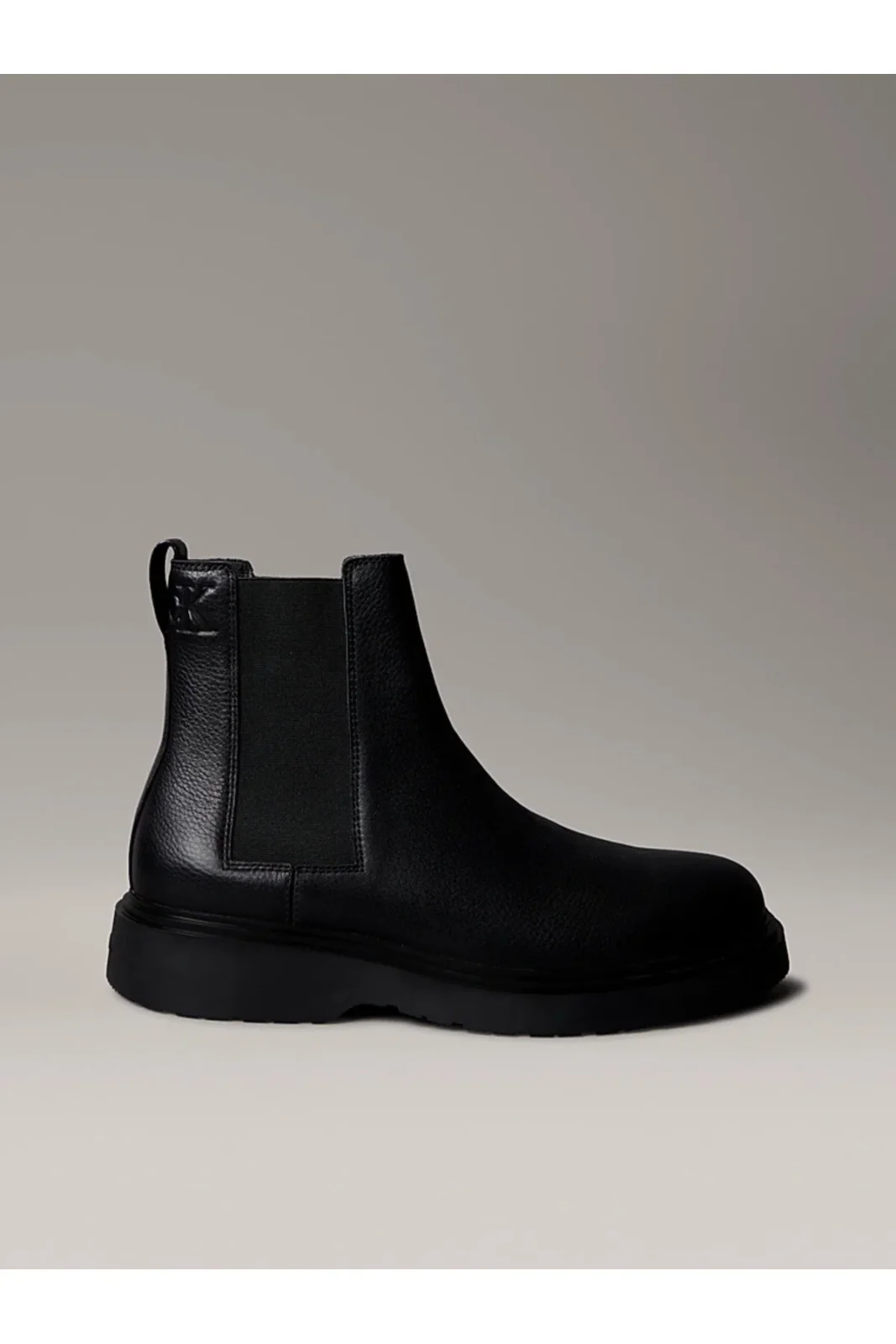 Men's Brand Logo Thick Sole Elastic Laced Daily Use BLACK Sneaker