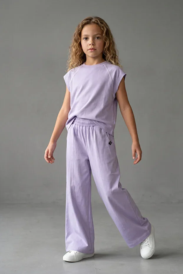 Lumy Cotton Girls' Wide Leg Summer Trousers