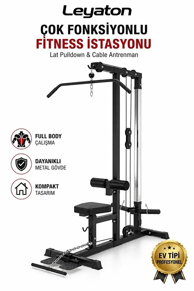 Multi-functional Fitness Station Lat Pull-Down Cable Workout Bar Machine