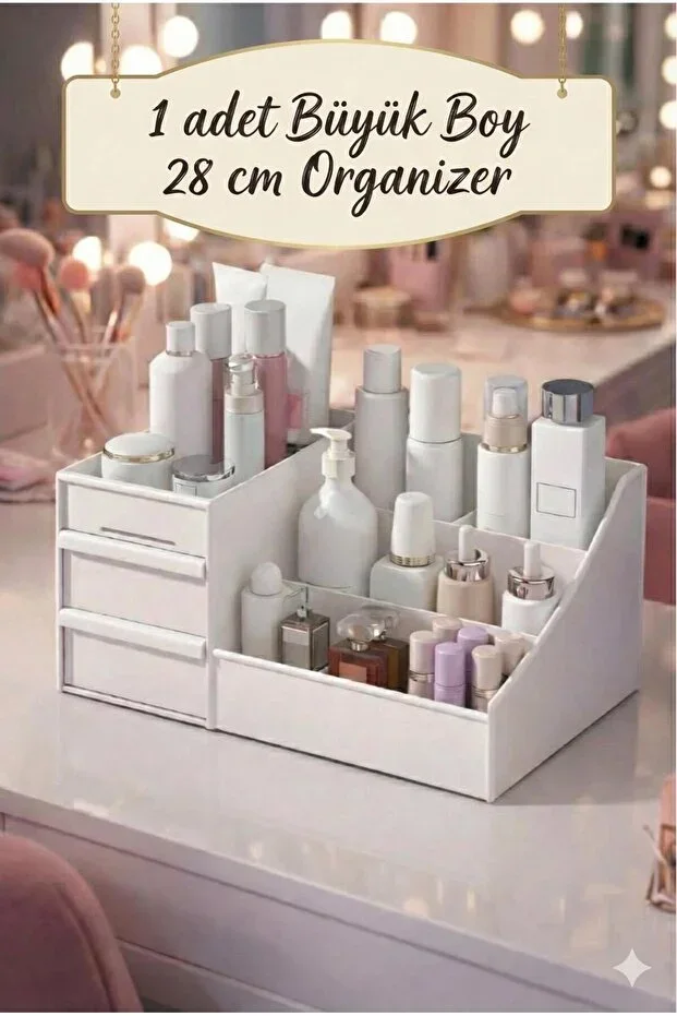 Rose Large Size XL 28 cm Makeup Cosmetic Perfume Cream Serum Organizer Drawer Organizer White