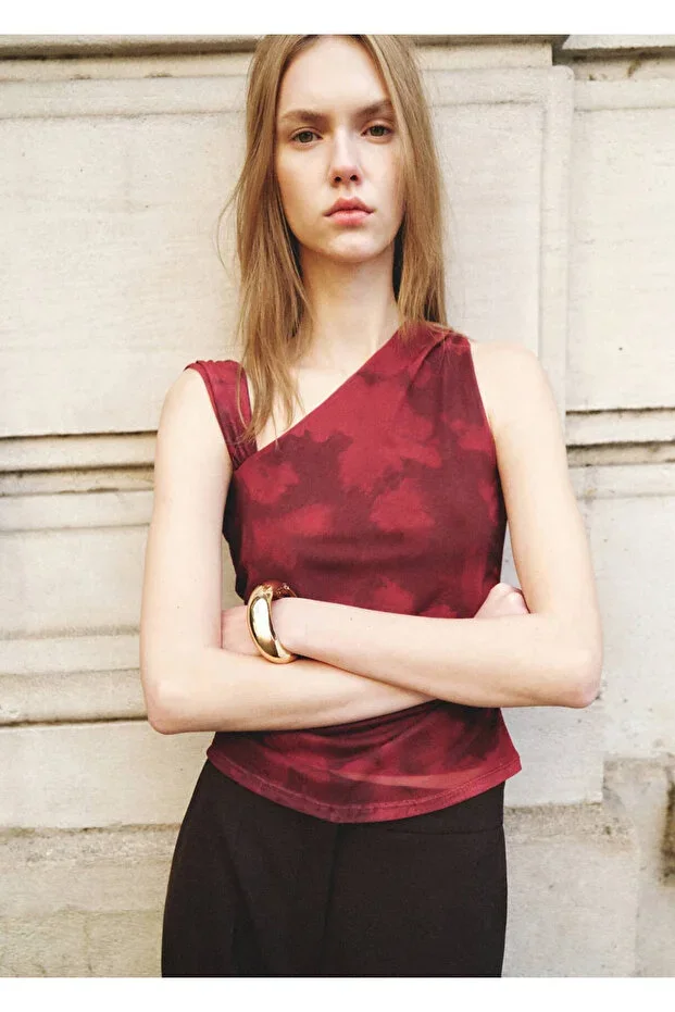 MANGO Patterned asymmetric blouse