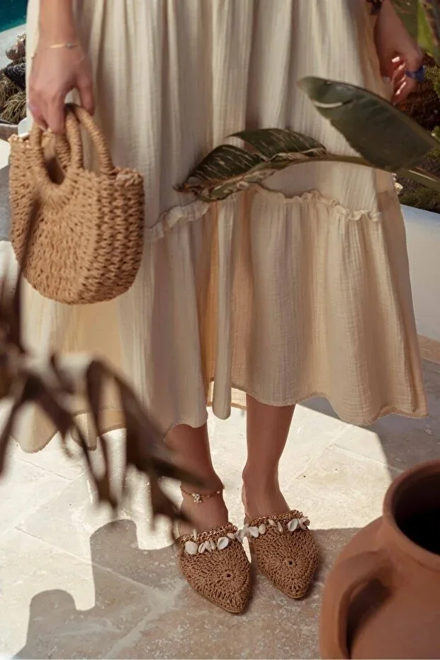 Lisa Tab Knit Seashell Detail Women's Slipper