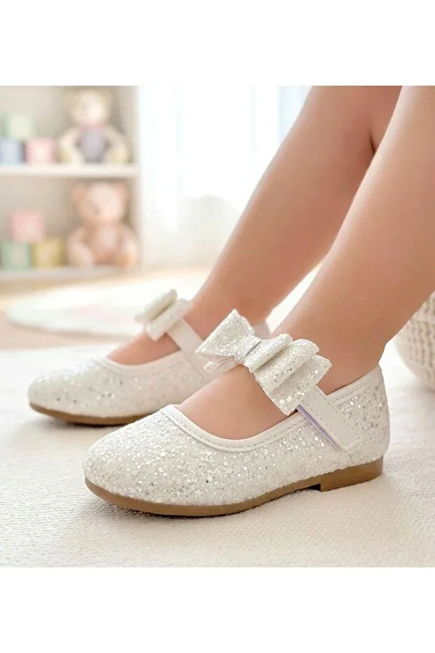 Strappy Sequin Detailed Orthopedic Ballet Flats for Girls