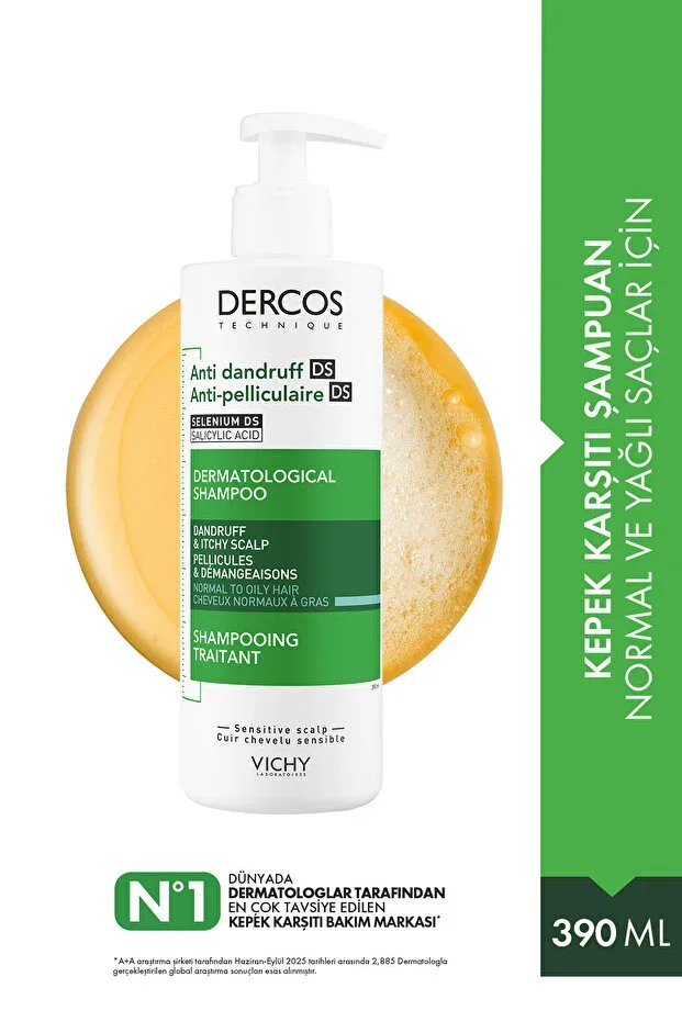 Dercos Anti Dandruff Shampoo for Normal and Oily Hair 390 ml