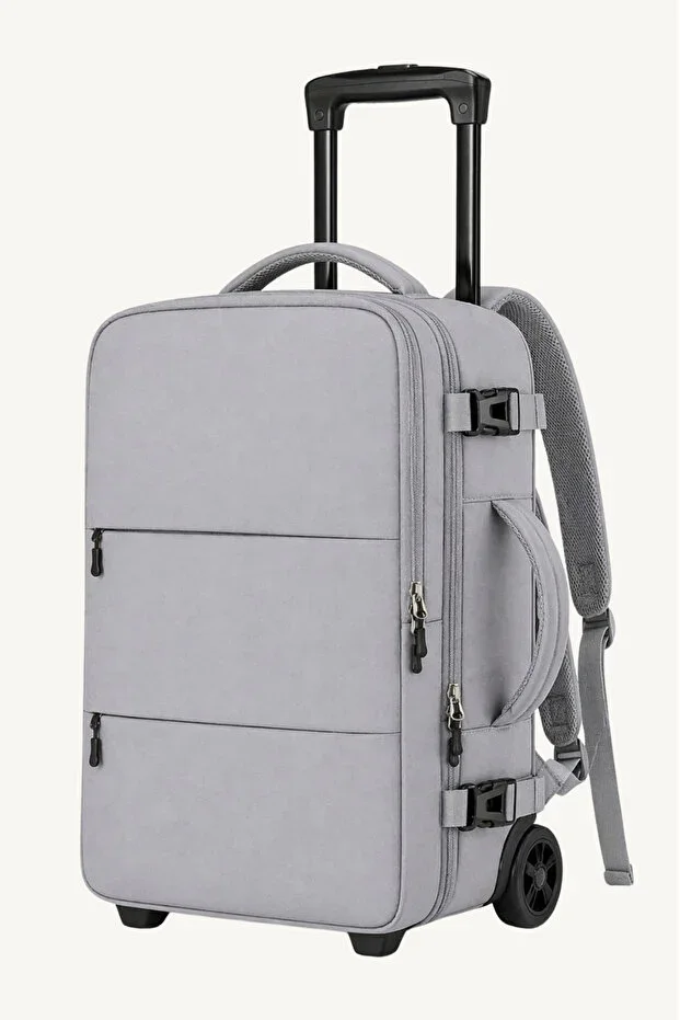 ✈️ Cabin Size Travel Bag in Grey, Eliminates the Need for a Suitcase | With Wheels & Backpack Use | Airplane Cabin Compatible | 2 Year Warranty