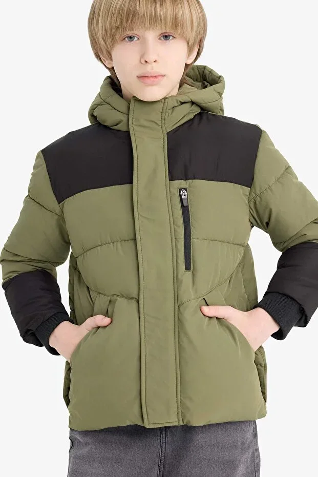 Waterproof Hooded Zip-Up Puffer Jacket Boys E8648A825WN