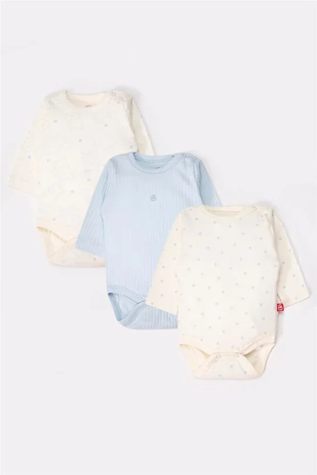 LONG SLEEVE BODY 3PCS (CUTE BEAR) BLUE