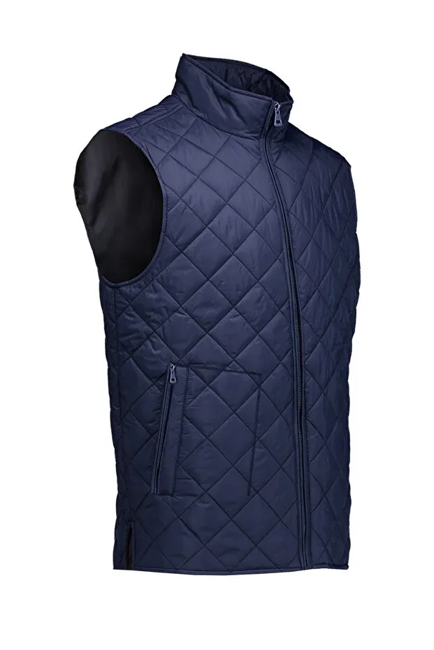 Cold, Wind and Water Resistant Quilted Navy Blue Multi-Purpose Winter Work Vest with Fleece Lining