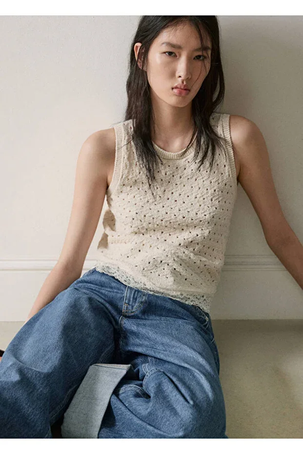 MANGO Lace-detail camisole blouse