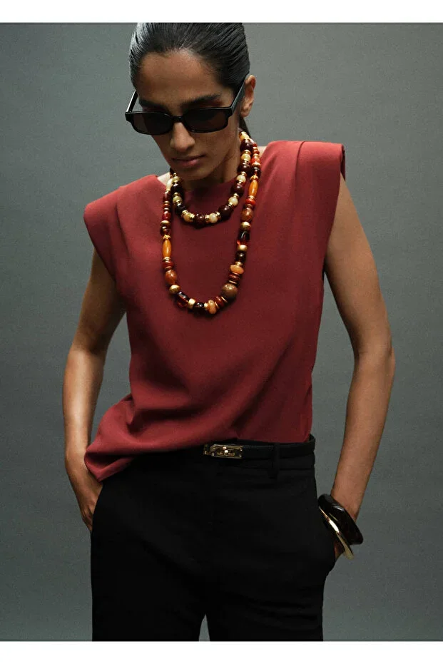MANGO Blouse with ruched shoulder pads