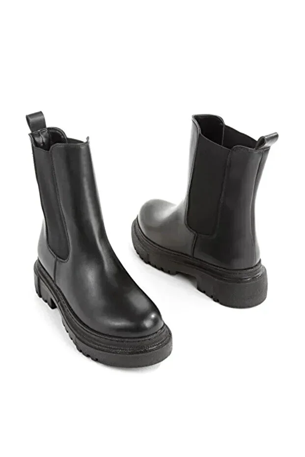 Black Thermo Non-Slip Side Zipperless Boots