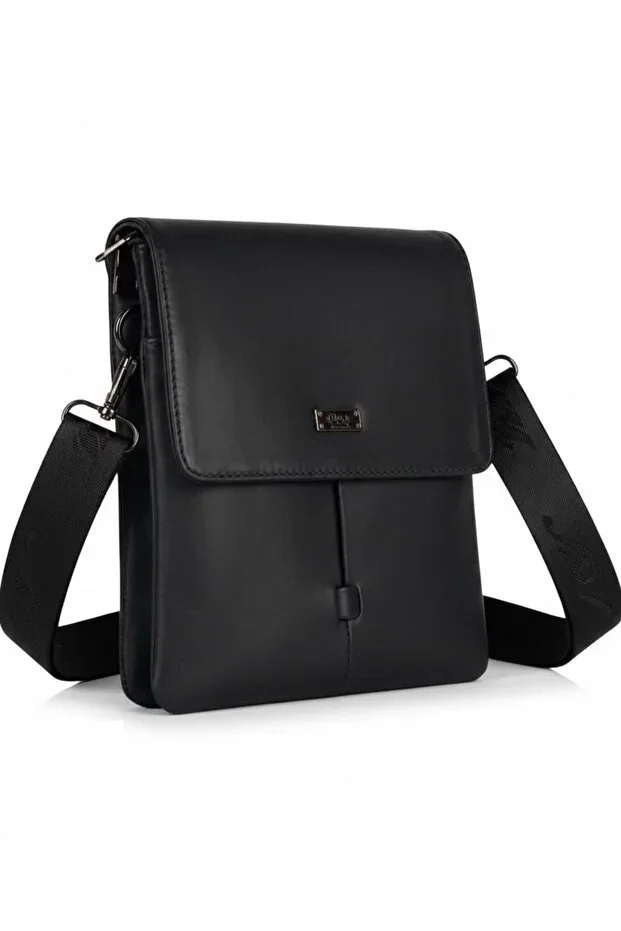 Genuine Leather Black Men's Messenger Bag