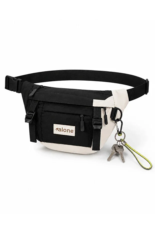 Unisex Black Functional Waist Bag - Adjustable Shoulder Bag - 6060