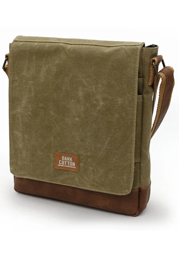 7112 Western Camel Water Resistant Waxed Canvas Messenger Shoulder Laptop School Bag