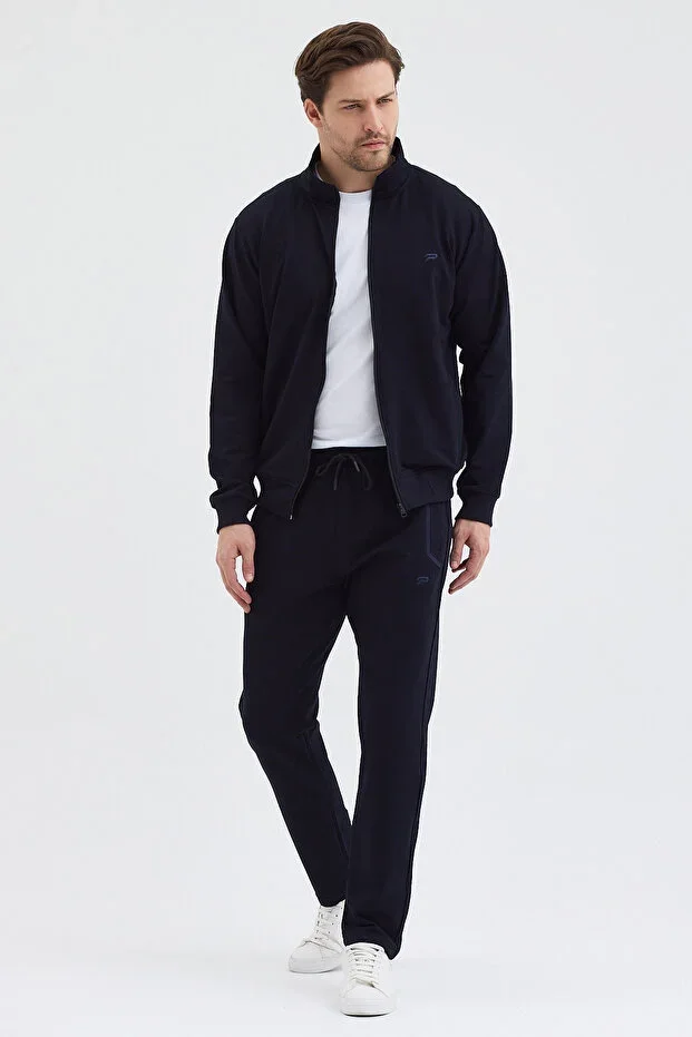 Compact Cotton Comfort Fit Men's Mandarin Collar Tracksuit Set