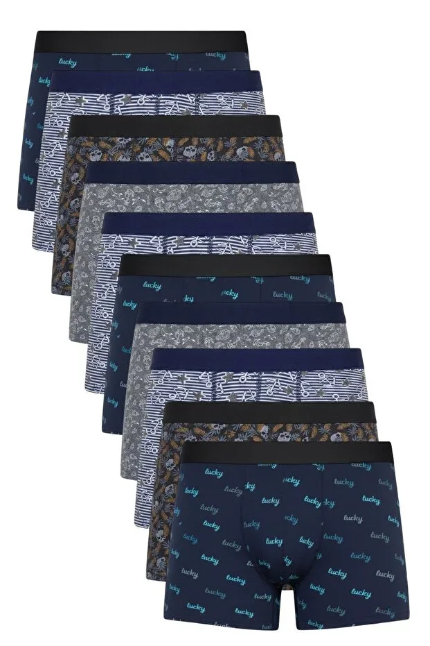 10-Piece Men's Lycra Cotton Patterned Boxer