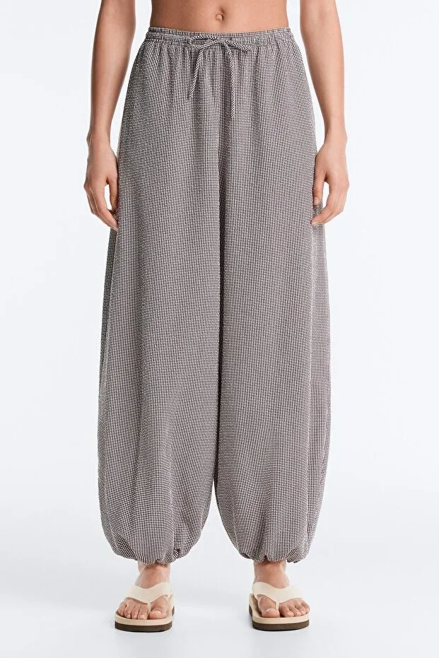 Oysho Lyocell blend checked maxi bloomer trousers
