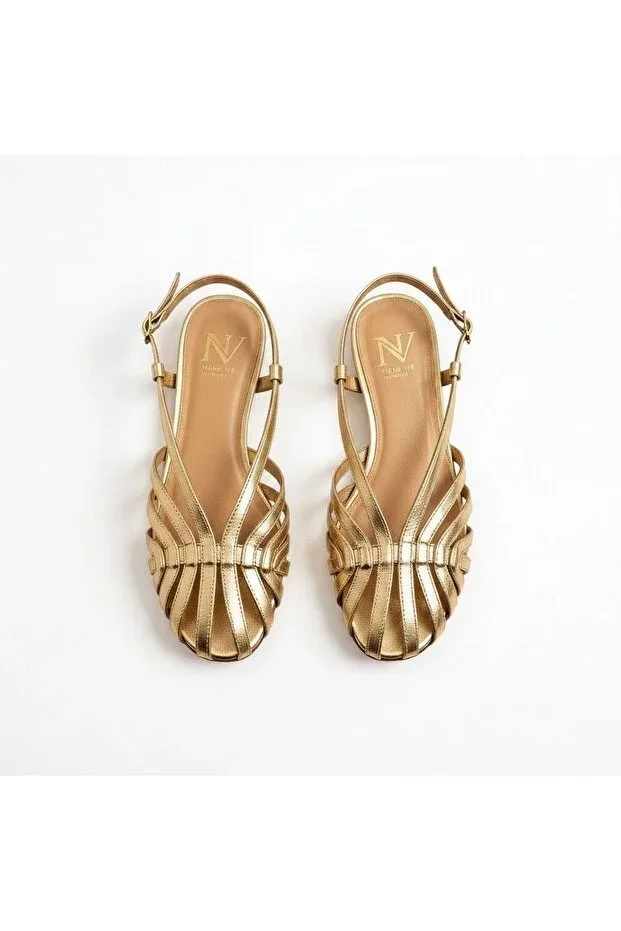 Gold Leather Piping Women's Casual Sandals