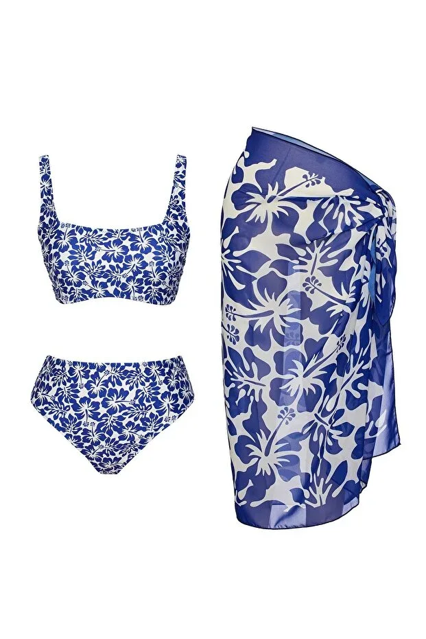 Striped Strapless Bikini Set
