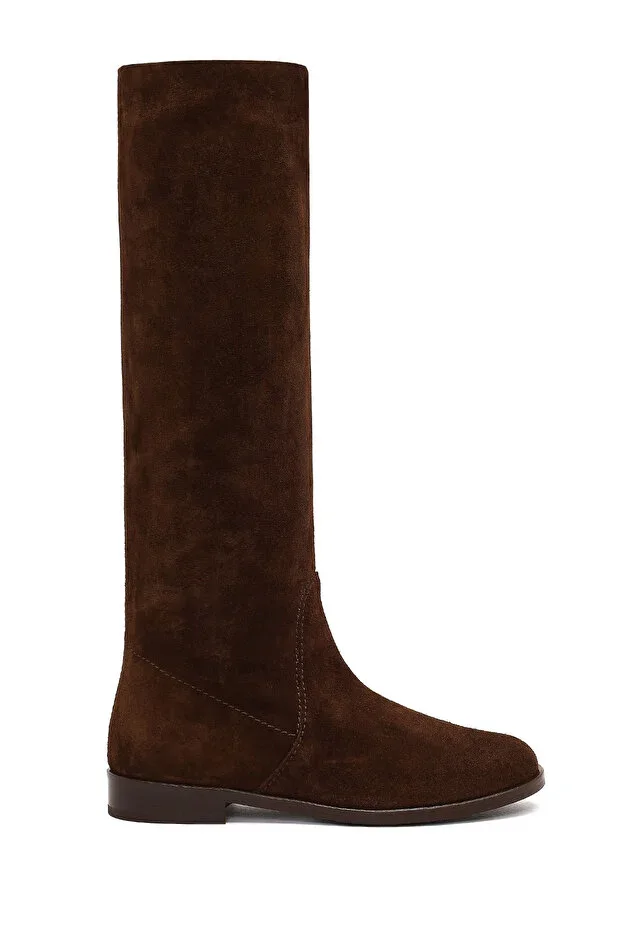 Women's Brown Suede Leather Boot 25WFD140410