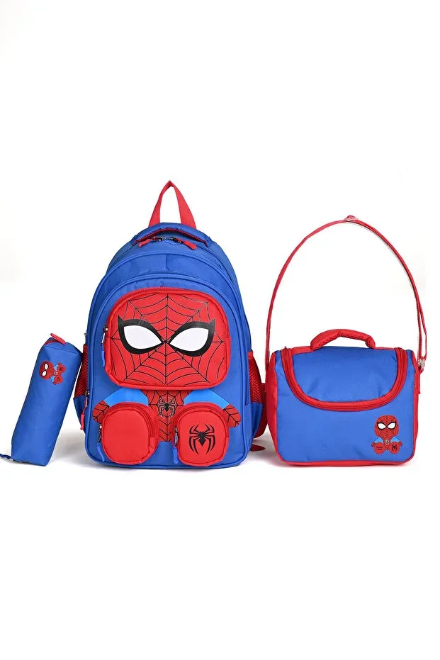 Spider Figure 3-Piece School Bag Set – Primary School Backpack, Lunch Bag, and Pencil Case