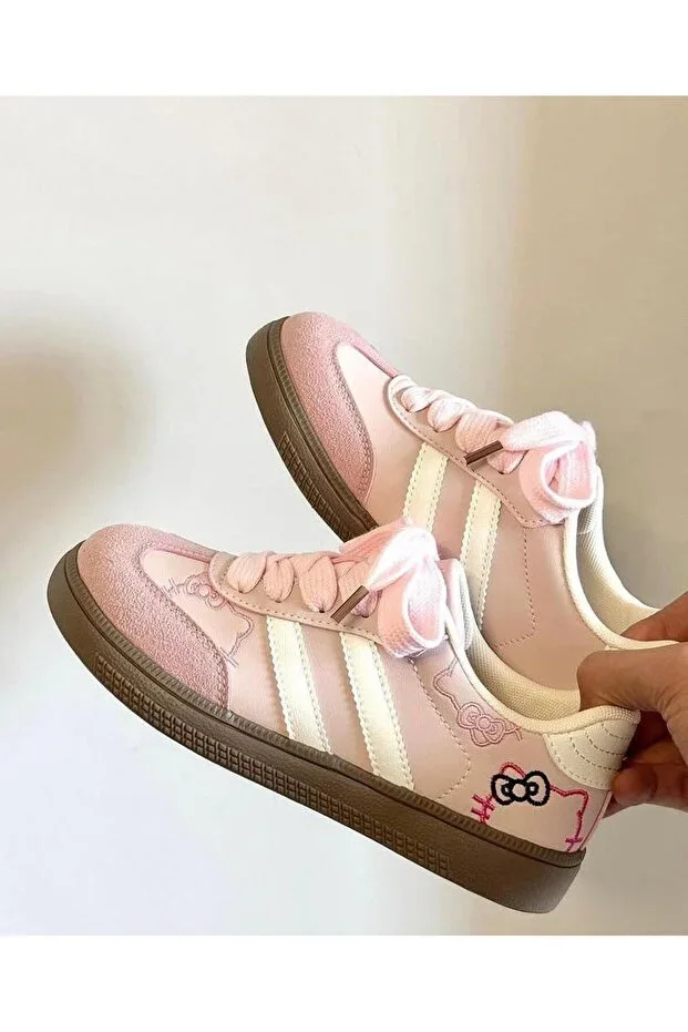 BK AZUL Striped Flat Sole Lace-Up Comfortable Sneakers