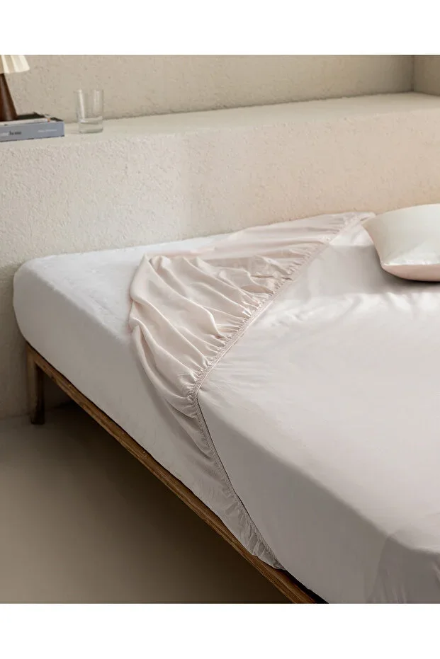 Manon King Size 100% Cotton Ranforce Fitted Sheet - Stone