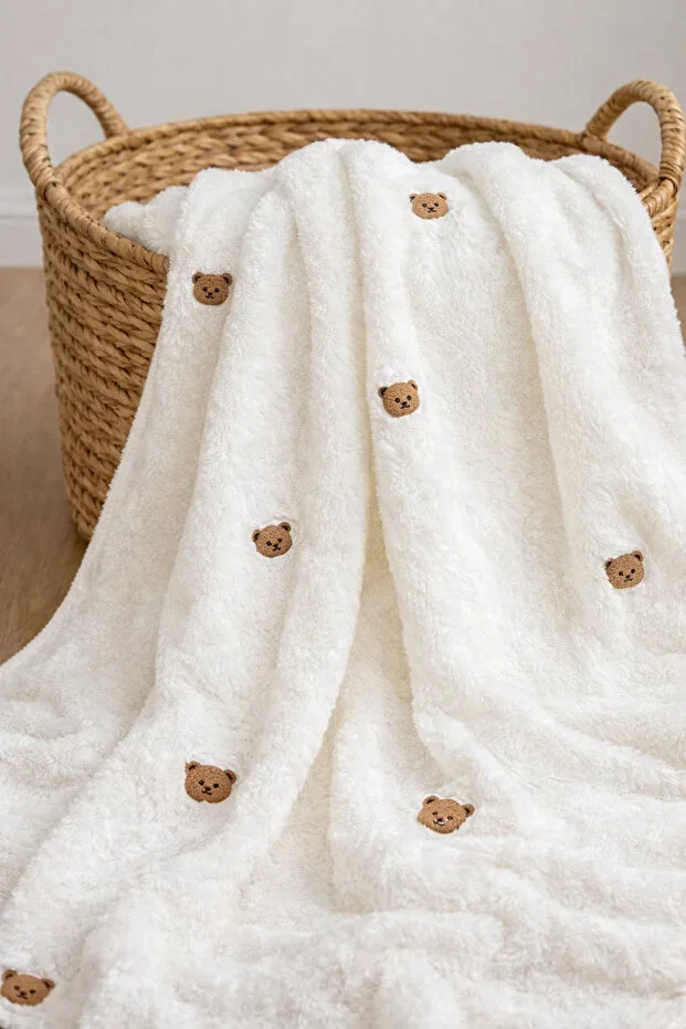 AYICIK EMBROIDERED WELSOFT 90*100 CM BABY BLANKET