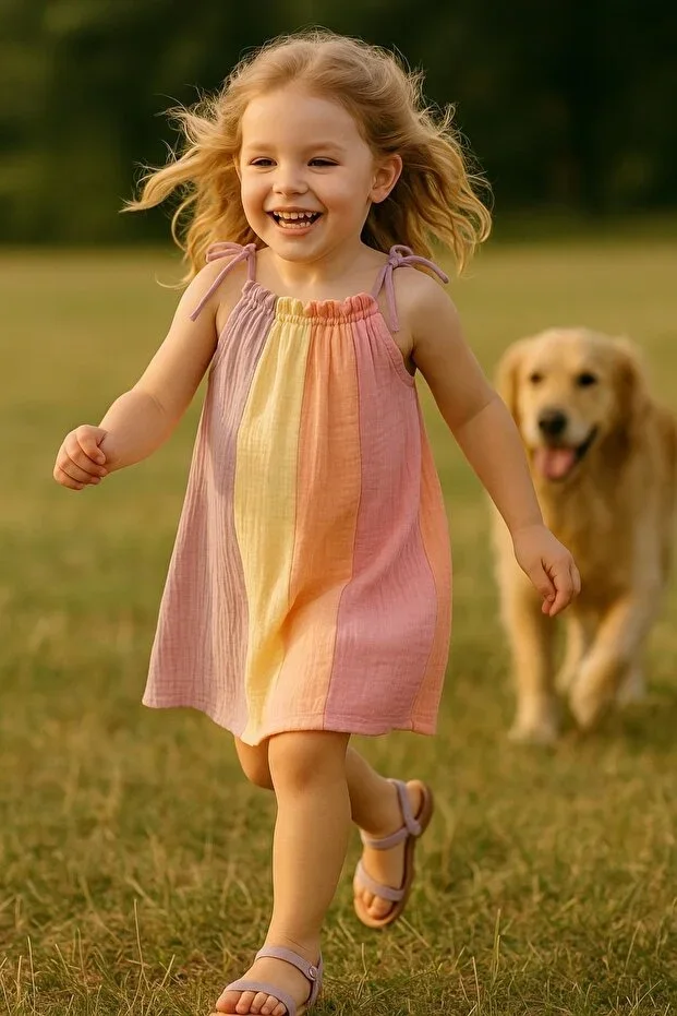 Muslin Girl Child Dress %100 Cotton Organic