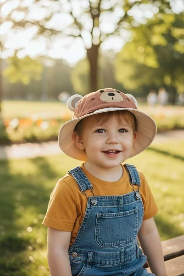 1-3 Years Children's Summer Fedora Hat with Laces and Figure