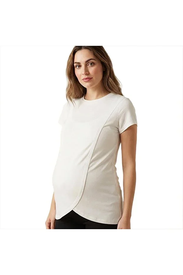 ebebek Baby Mom Women Maternity T-Shirt Round Neck Short Sleeve
