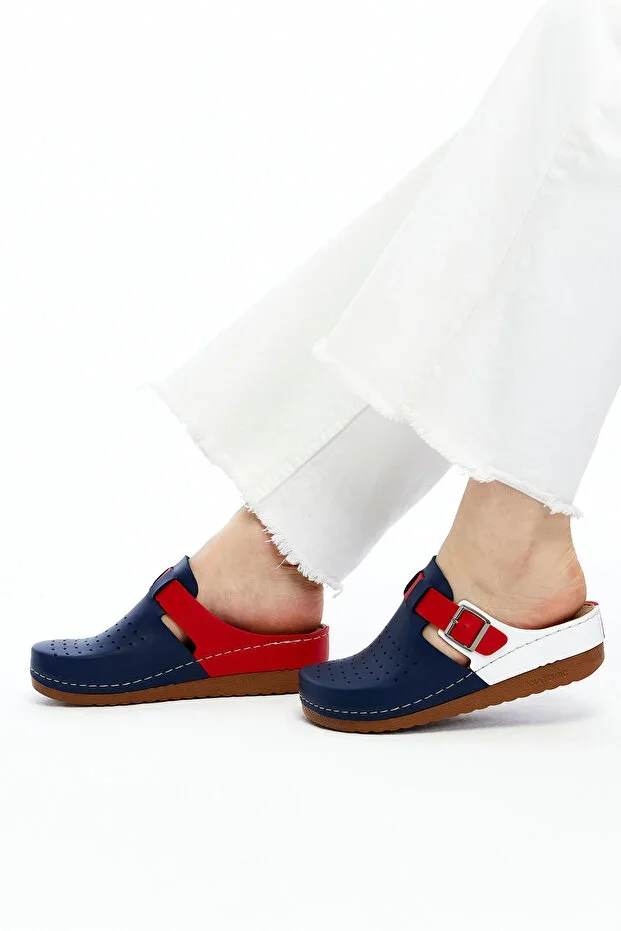 Anatomical Sole Navy Red White Color Home Hospital Doctor Nurse Clog Slippers