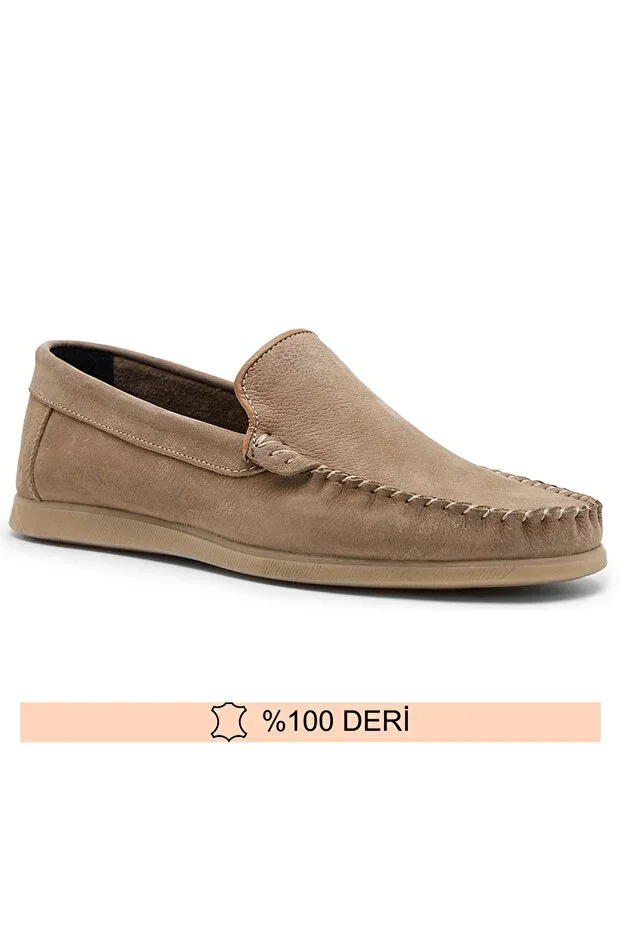 Genuine Leather Beige Men's Summer Shoe