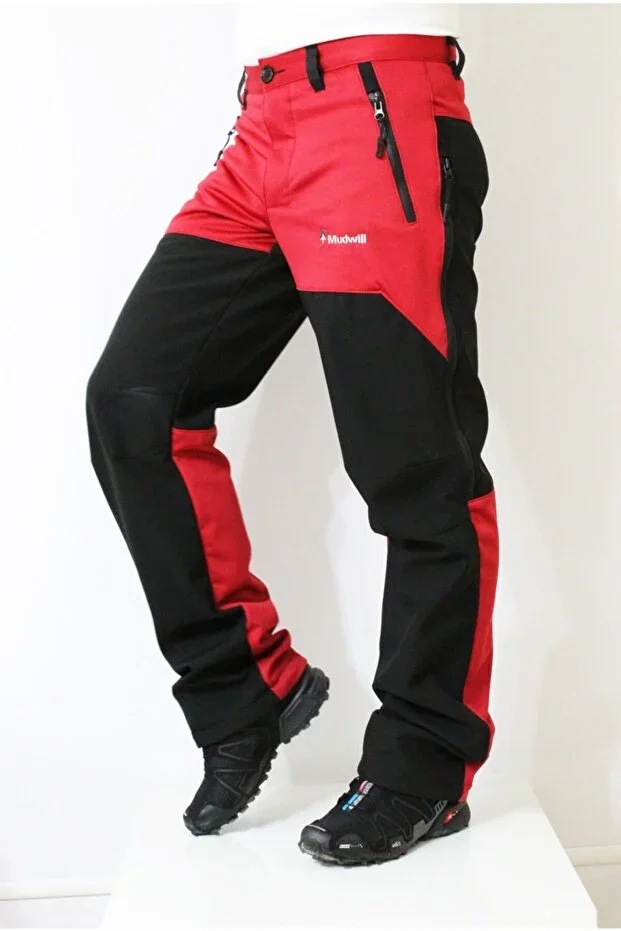 Men's Red Outdoor Winter Softshell Pants