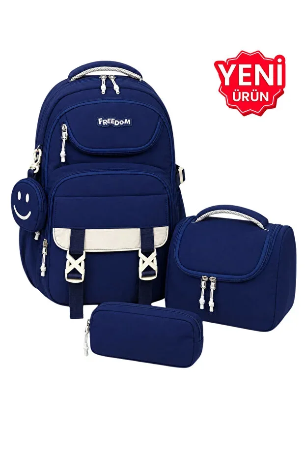 4-piece Tsylon Fabric Waterproof, Primary School Bag Set with Lunch Bag, Pencil Case, and Accessory Bag