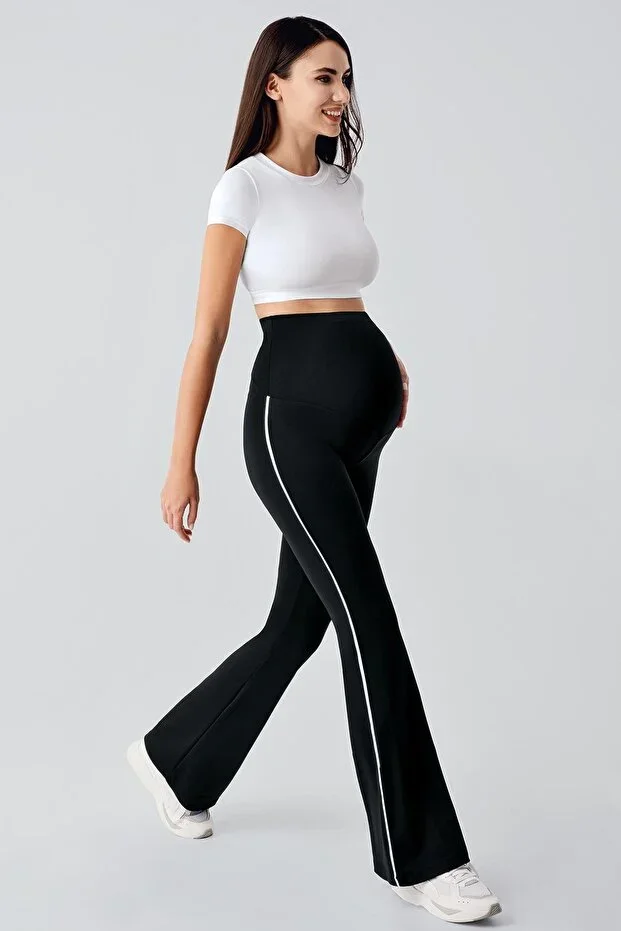 High Waist Flexible Tummy Control Pregnant Leggings with Spanish Flare